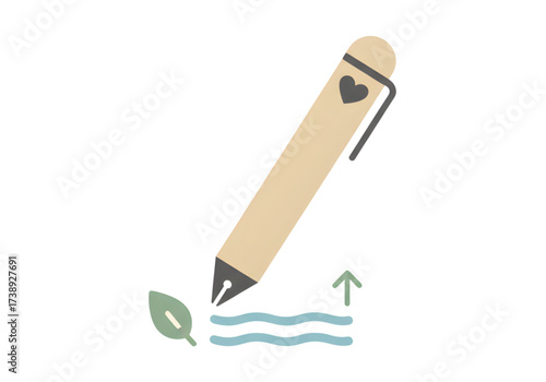  Minimal icon of a guided journal pen — no background, no shadow PNG