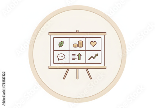  Minimal icon of a business canvas model — no background, no shadow PNG