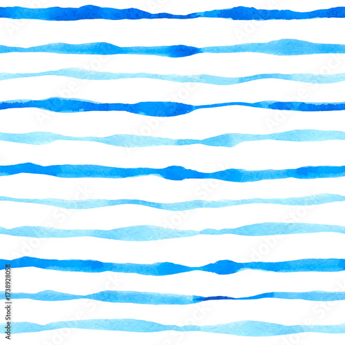 Watercolor blue stripes on a white background