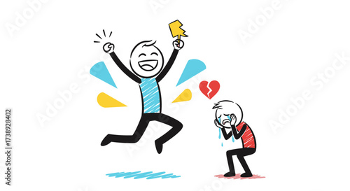 Celebrating personal triumphs while others experience deep emotional sadness.