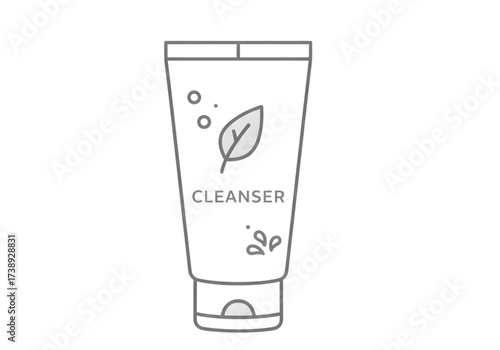 Minimal icon of a face cleanser tube — no background, no shadow PNG