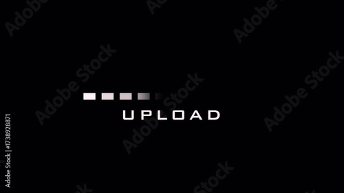 Processing upload futuristic animated fading box progress loading bar, on transparent background 4K video