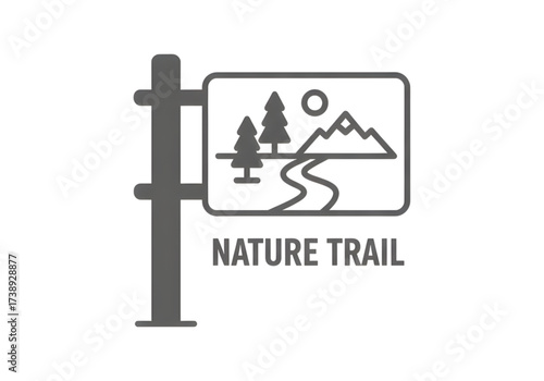Minimal icon of a nature trail sign — no background, no shadow PNG