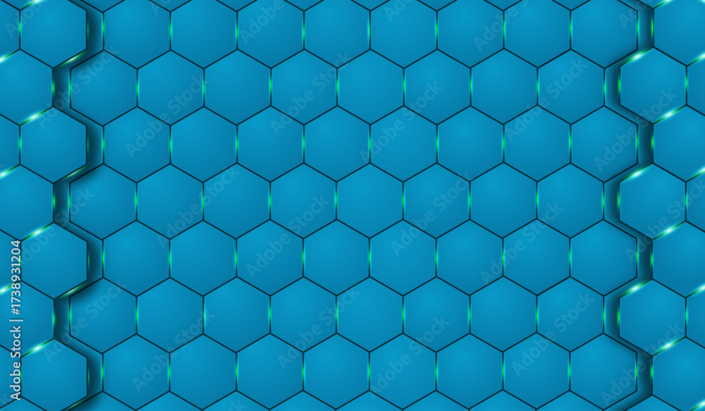 Naklejka premium Glowing hexagonal background, 3d rendering. Computer digital drawing.