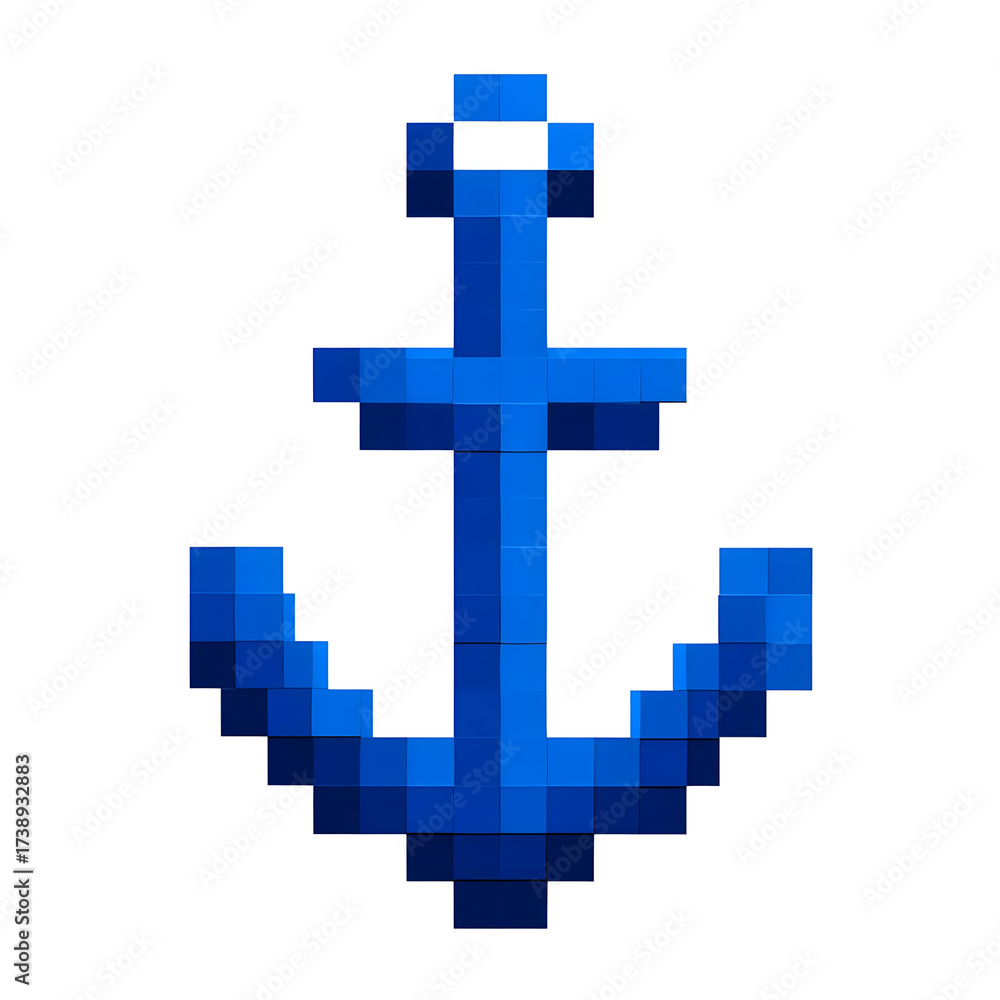 Obraz premium Pixelated anchor illustration on transparent background