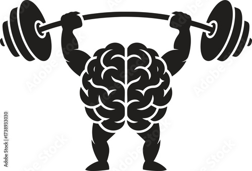 Strong brain lifting weights symbolizing mental fitness and intelligence