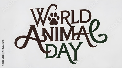 World Animal Day Text with Hand-Lettered Typography and Paw Print Accent