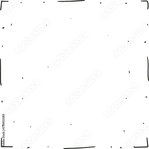 A vector frame made of lines along the edges with small dots or specks of dust throughout the canvas.