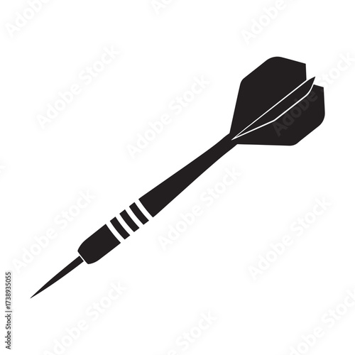Black silhouette of a single dart on a white background