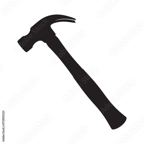 Black silhouette of a claw hammer tool on a white background