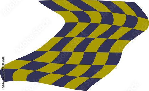 Wavy checkerboard pattern with dark blue and gold squares