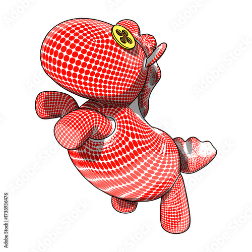 Horse Plush Cute and Funny Toy. Vector Illustration.