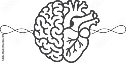 Symbolic illustration of the connection between the human brain and heart