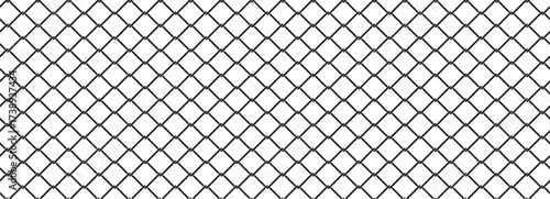 Seamless metallic chain-link fence pattern, a grey and black square wire grid texture