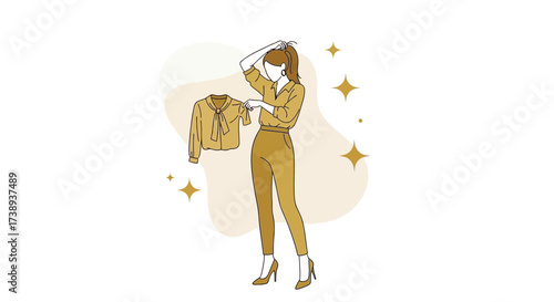 Woman Considering A Dress, Fashion Choice, Outfit, Clothing, Style, And Wardrobe Selection