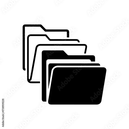 Black  white icon of stacked file folders