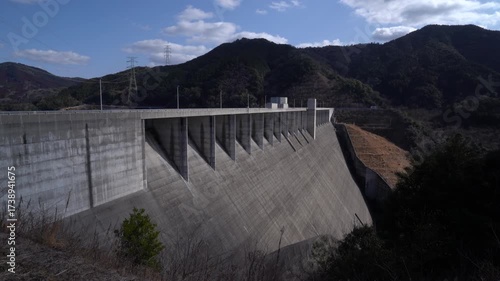 This is a Concrete gravity dam known as the Hokuzan Dam in Saga prefecture, JAPAN. without sounds