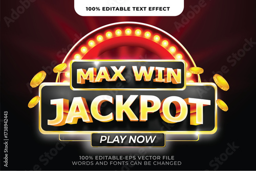 max win jackpot gambling text effect