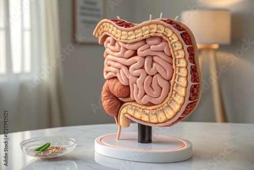 Photorealistic anatomical model of the human intestine displayed