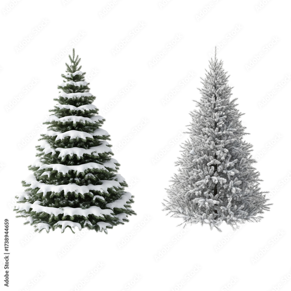 Fototapeta premium Winter Holiday Tree Collection isolated on transparent background