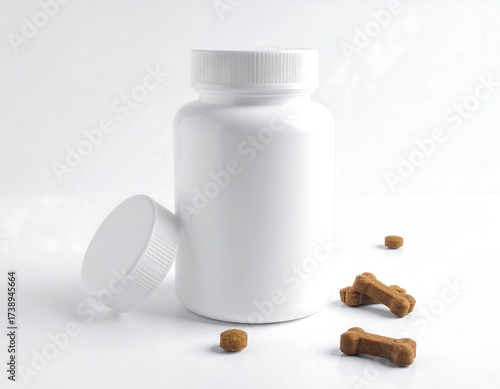 Dog Supplements Bottle and Treats - Pet Health Products and Nutrition for Animals