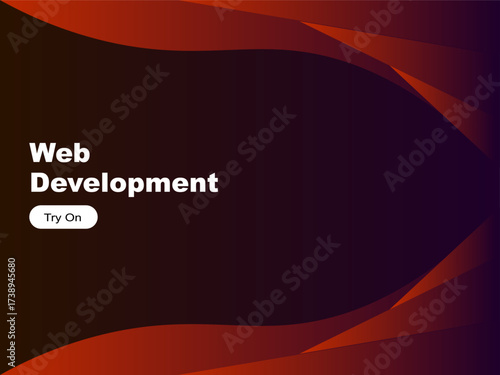 Abstract web development concept with layered orange and purple gradient design.