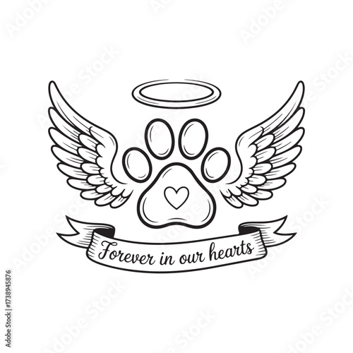 Animal Heaven Tribute Paw with Wings