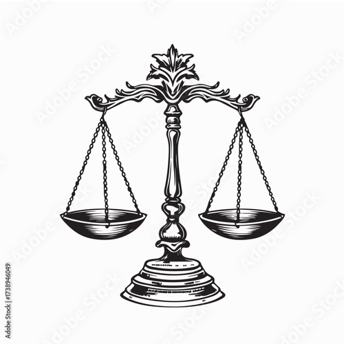 Law and Justice Scale Vector Icon with Modern Clean Design