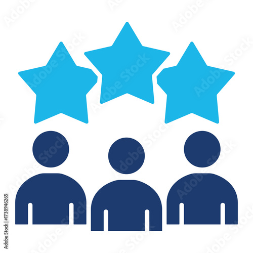 Testimonial Icon In Blue Monochrome Flat Design, Vector Illustration
