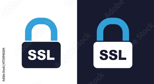 Secure ssl padlock icon for digital security and online protection - Line and glyph solid icon and logo templete