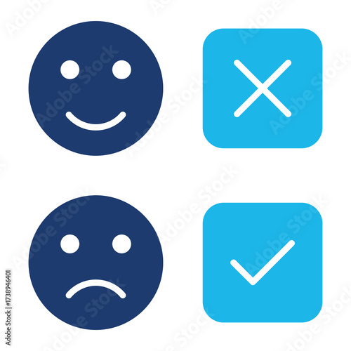 Endorsement Icon In Blue Monochrome Flat Design, Vector Illustration