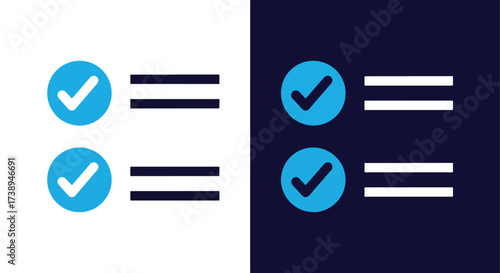 Modern check mark list icon set for digital applications and services - Line and glyph solid icon and logo templete
