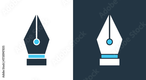 Fountain pen nib icon design for digital and print projects symbol - Line and glyph solid icon and logo templete