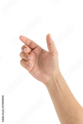 hand, hand pick some like object isolated on white background, manicured hand, concept the selection, pick up things