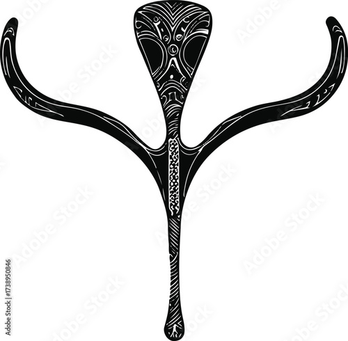 Smooth continuous line art of Aboriginal boomerang 1