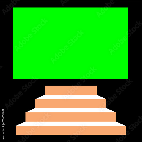 Concept stair to green screen black background to add your design vector design