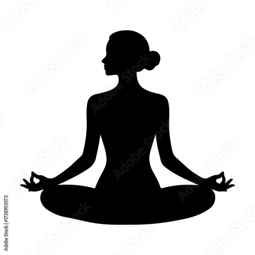 a black silhouette vector of a female doing lotus yoga