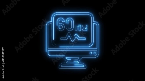 Wallpaper Mural Glowing neon computer displaying refresh rate with waveform visual on black background animation Torontodigital.ca