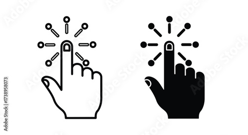 Digital hand click icon interactive selection user interface action gesture symbol - Line and glyph solid icon and logo templete