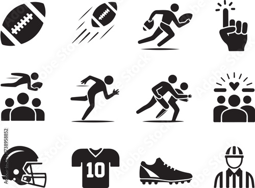 American football icons for sports marketing needs