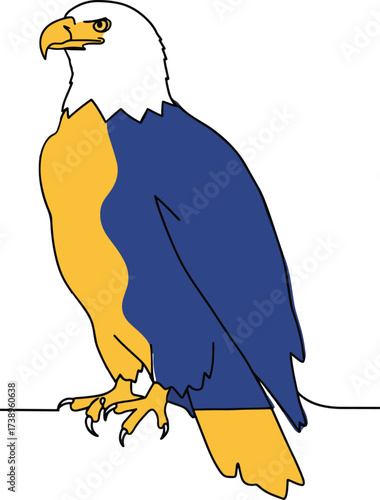 Gold American Bald Eagle Head Silhouette Vector Illustration Red and Blue Political Concept