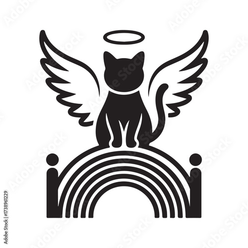 Cat Heaven Tribute Illustration with Wings
