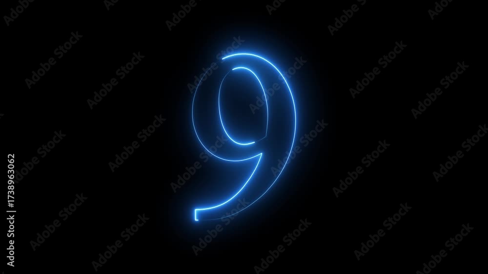 custom made wallpaper toronto digitalA glowing blue outline of the number nine against a stark black background in digital animation