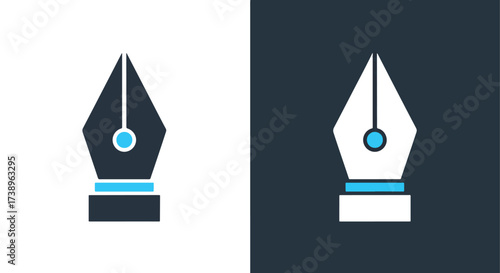 Classic fountain pen nib icon glyph design for creative projects - Line and glyph solid icon and logo templete