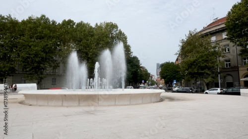 Zagreb, Croatia, 2025, july,7th,Fountain at the Croatian Society of Fine Artists