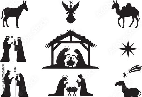 Nativity scene silhouettes bring holiday spirit to your designs