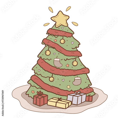 Wallpaper Mural Decorated Christmas Tree with Gifts Torontodigital.ca