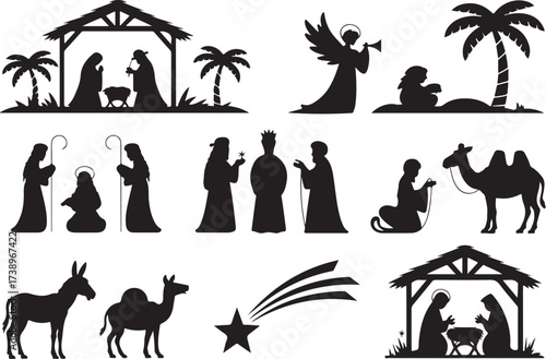 Nativity scene silhouettes celebrate Christmas spirit