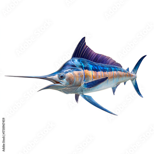 Blue Marlin Fish Isolated on Transparent Background