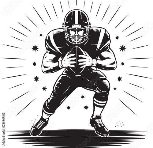 Dynamic football player ready for action, powerful stance